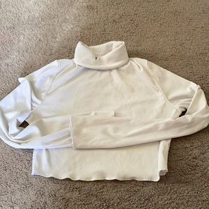 white crop top turtleneck
